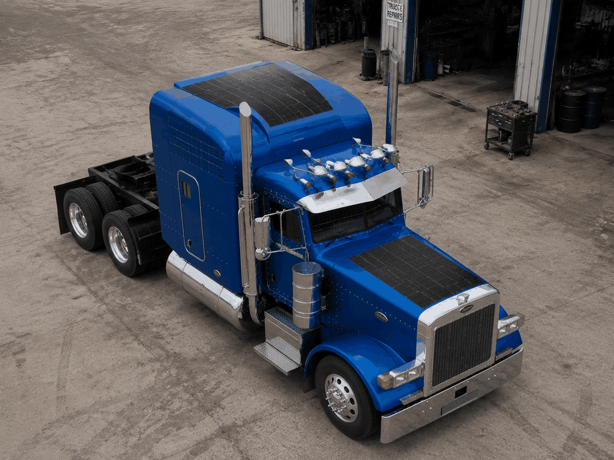 Peterbilt 379 Solar Solution — Lensun commercial fleet solar solution