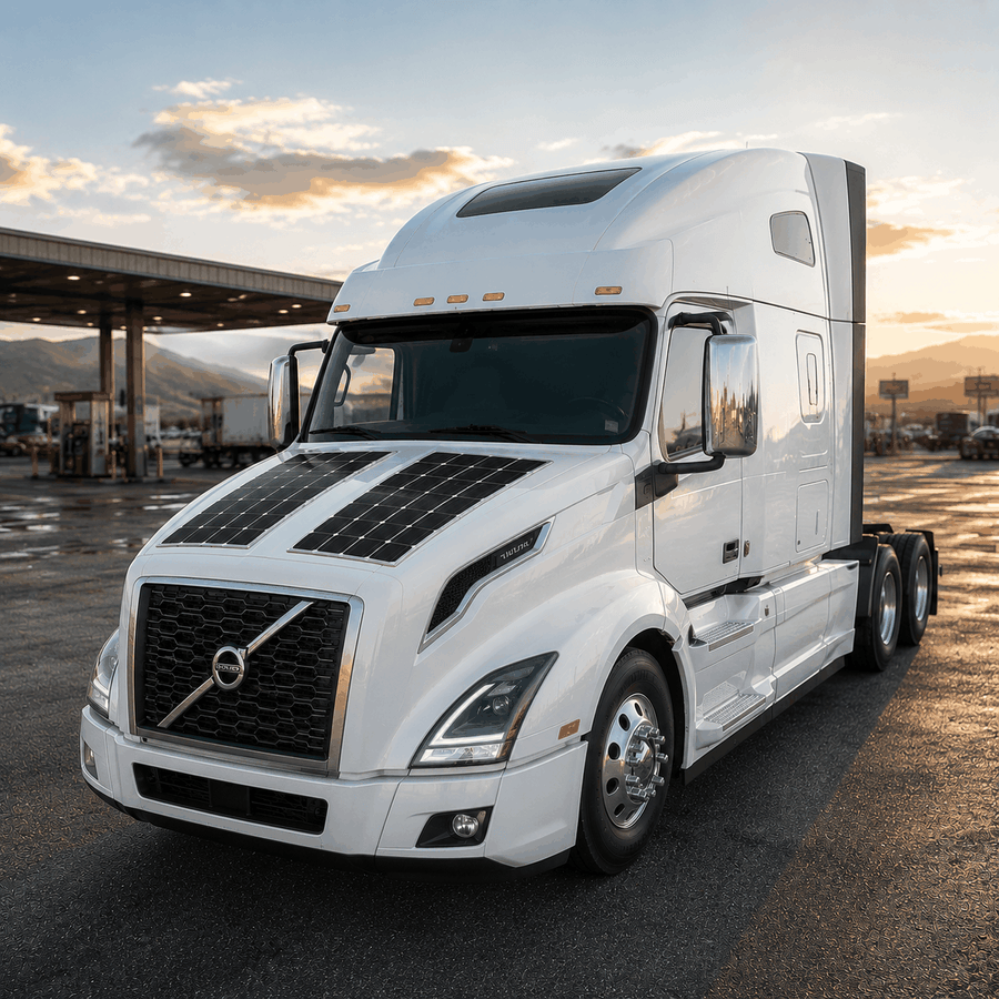 Volvo truck hood solar panel