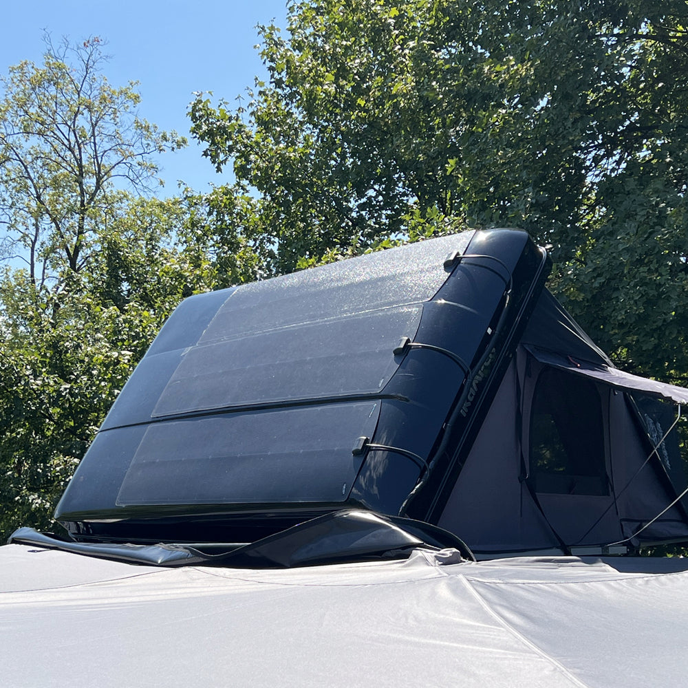 iKamper Skycamp rooftop tent with 330W flexible solar panels