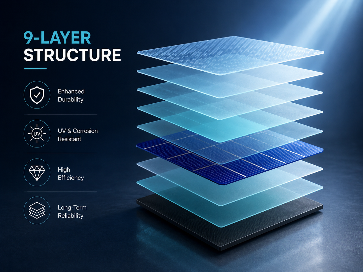 Nine-layer flexible solar panel structure