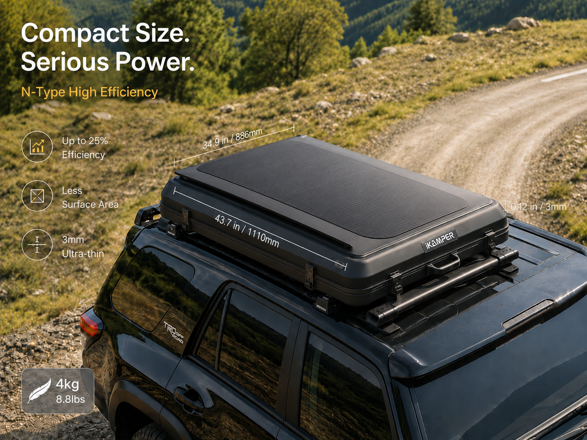 N-type high-efficiency flexible solar panel for rooftop tents